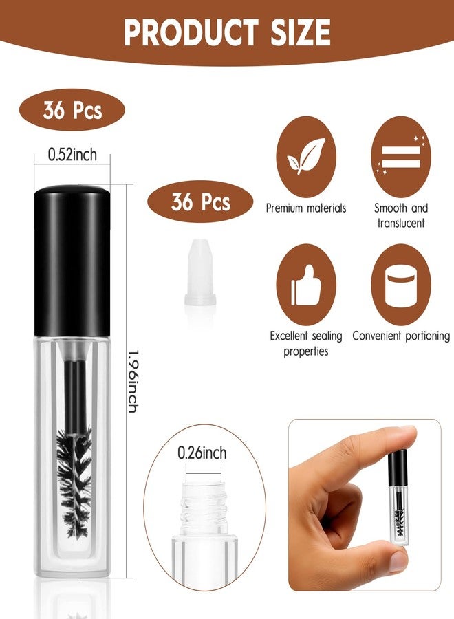 Rimoev 36 Pcs Empty Mascara Tubes with Wand (3ml), Refillable Eyelash Brow Tint Tubes, Travel Size Containers for Lash/Brow Oil, Eyebrow Shaping, Perm Aftercare - Image 2